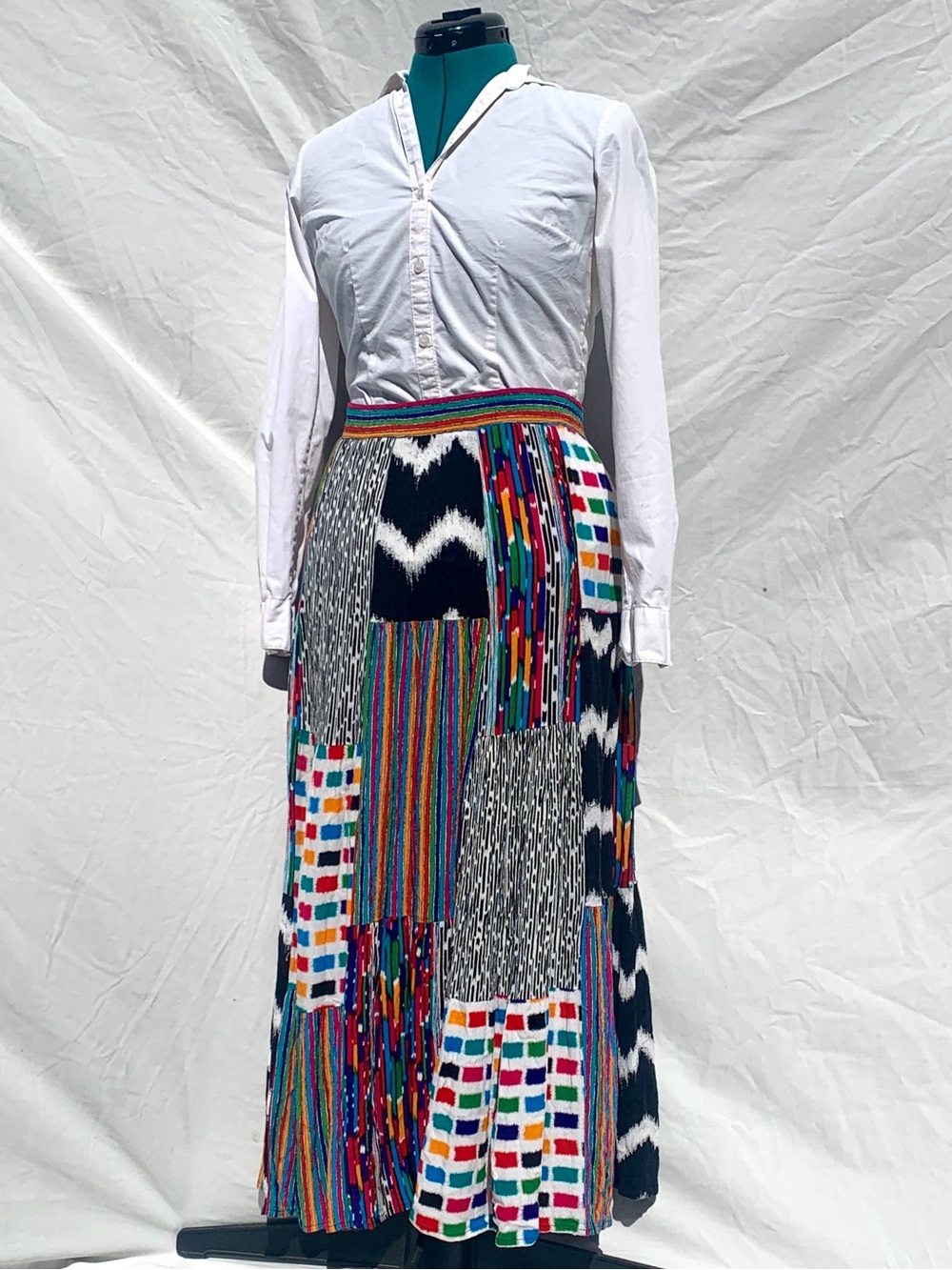 Vintage Carole Little Maxi Skirt Sz 10 Patchwork Boho Gypsy 90s Multicolor